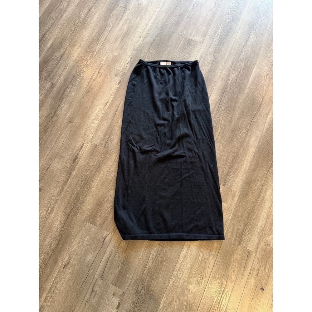 Liz Claiborne Collection Black Merino Wool Knit Maxi Skirt Small Italian Yarn